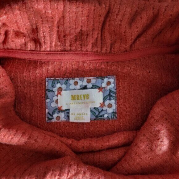 Maeve Addie Ruffled Hacci Cowlneck Pullover Apricot Anthropologie NWT Sz XS - Picture 2 of 10